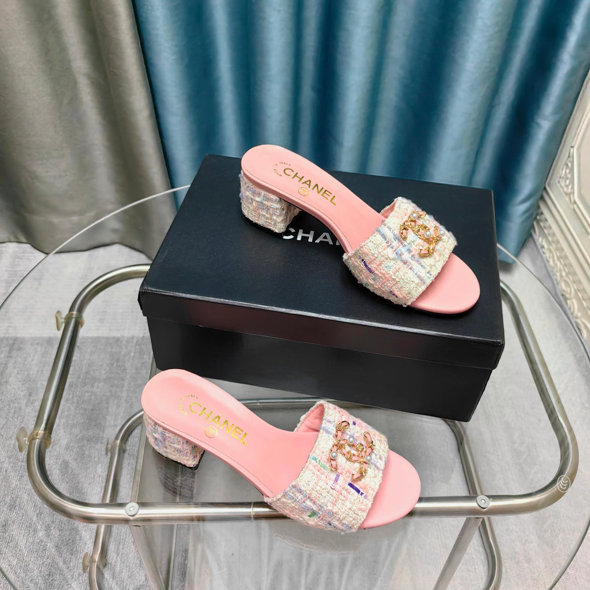 CC 25 Sandal Heel 5cm Tweed Mop