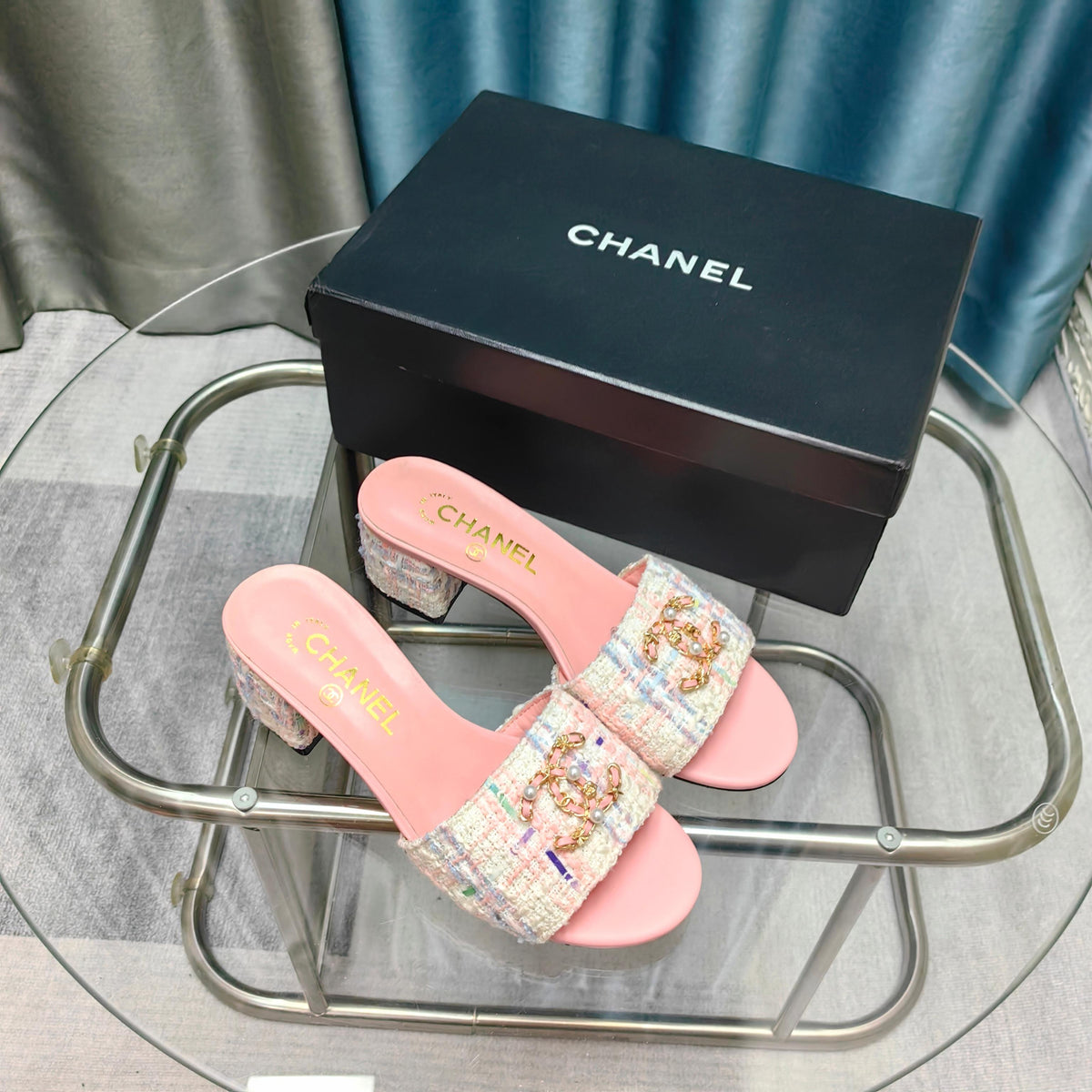 CC 25 Sandal Heel 5cm Tweed Mop