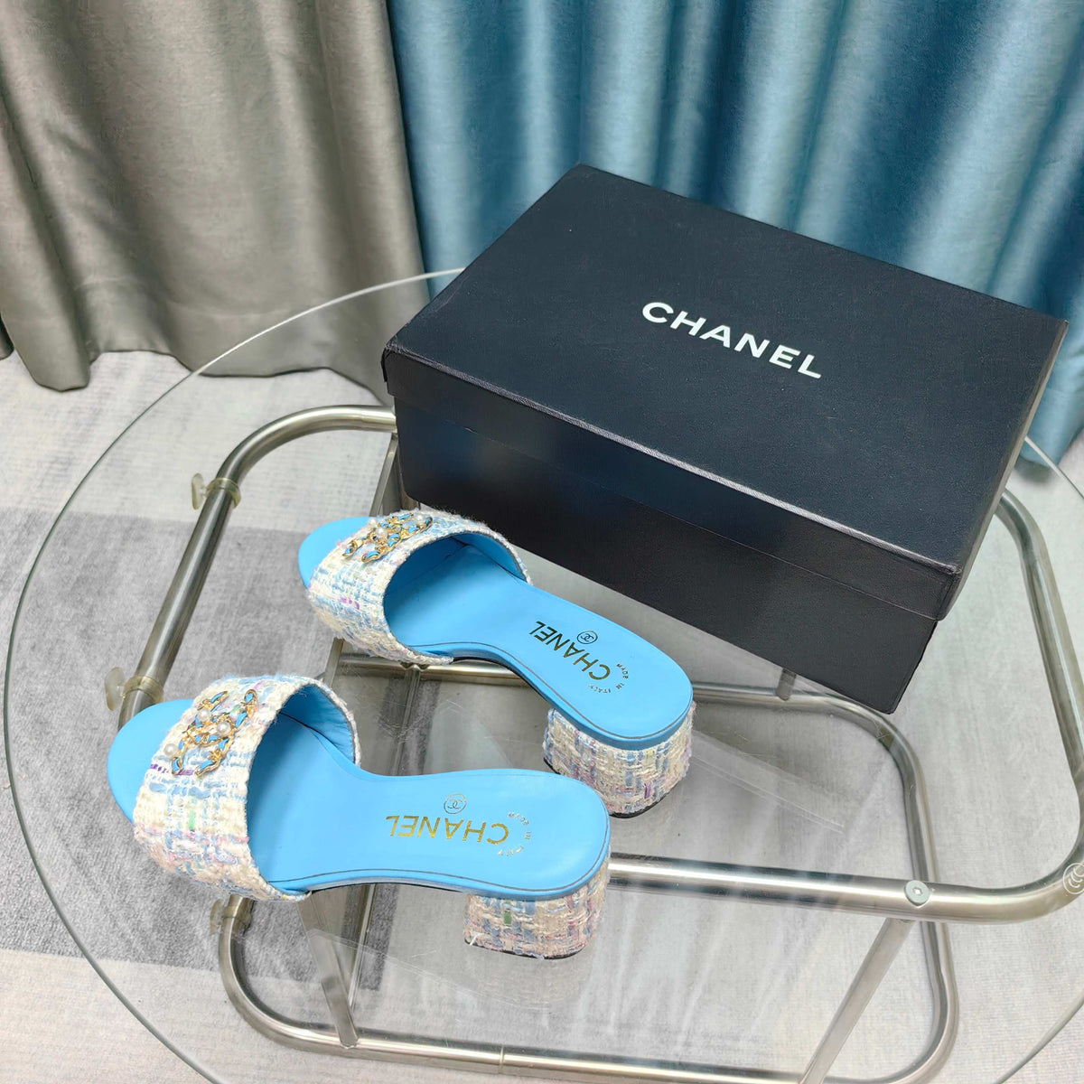 CC 25 Sandal Heel 5cm Tweed Mop