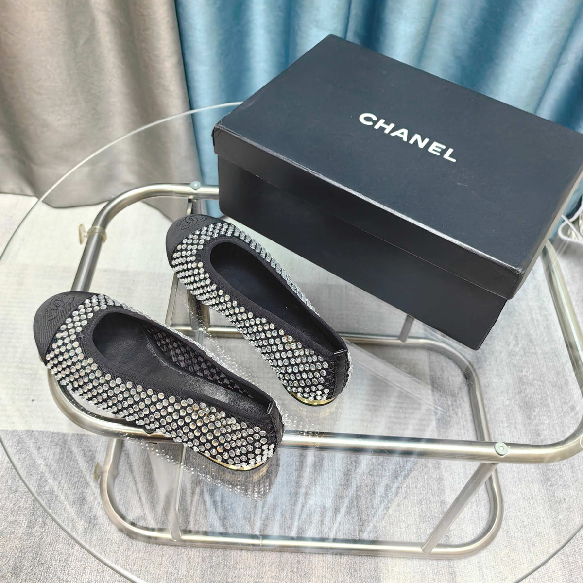 CC 25P Ballet Flat Black Mesh Fabric