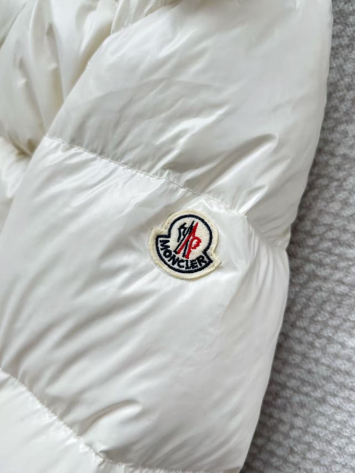 MC 2025 Hooded Down Jacket White Nylon Fabric