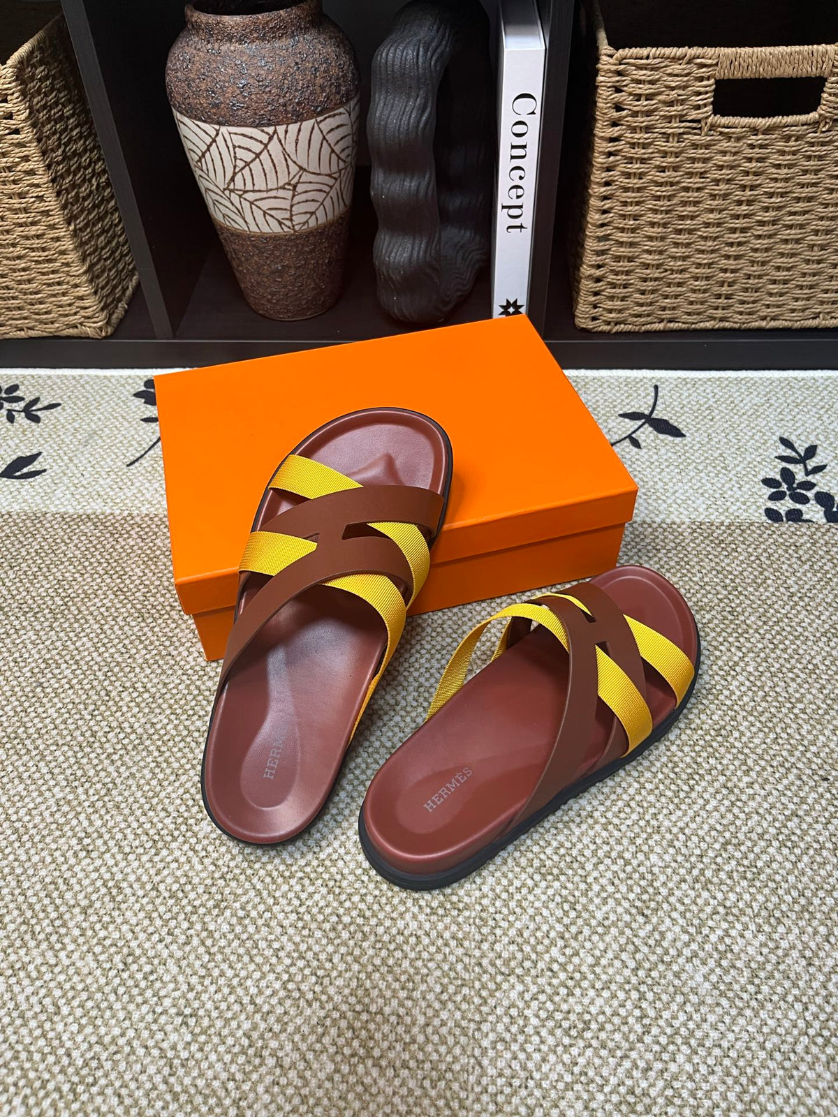 HM Men's Kazimir Brown Yellow Calfskin 595507