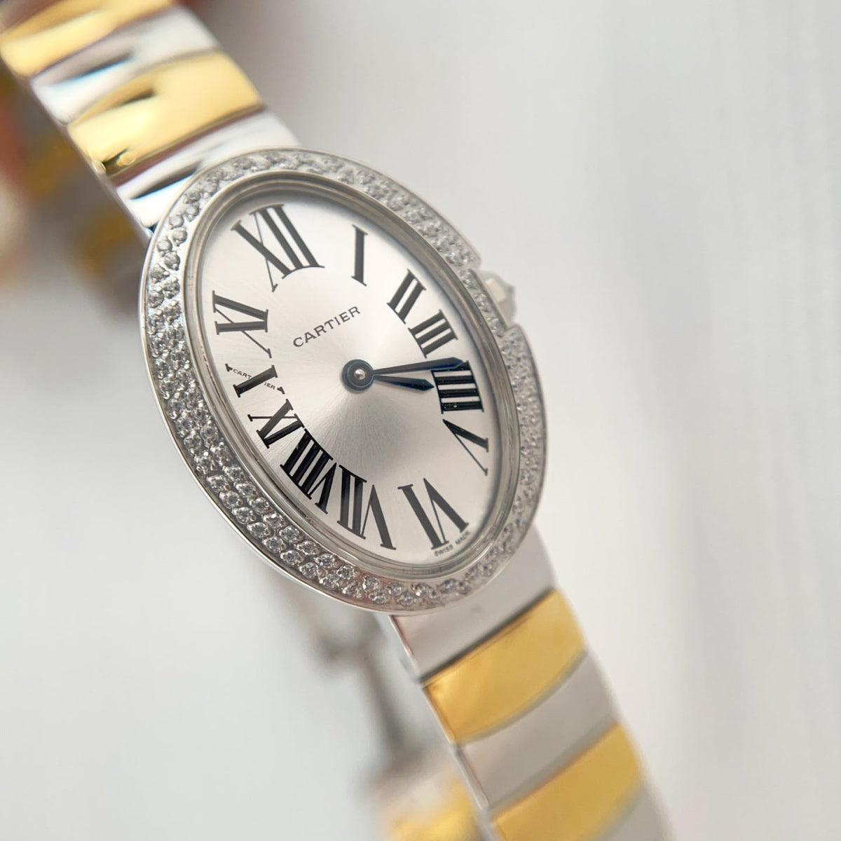Baignoire 23mm Two-Tone Yellow Gold Double Row Diamond Bezel