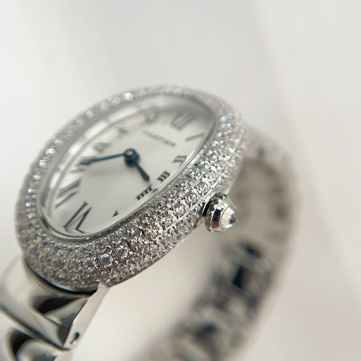 Baignoire Stainless Steel White Dial Diamond Bezel