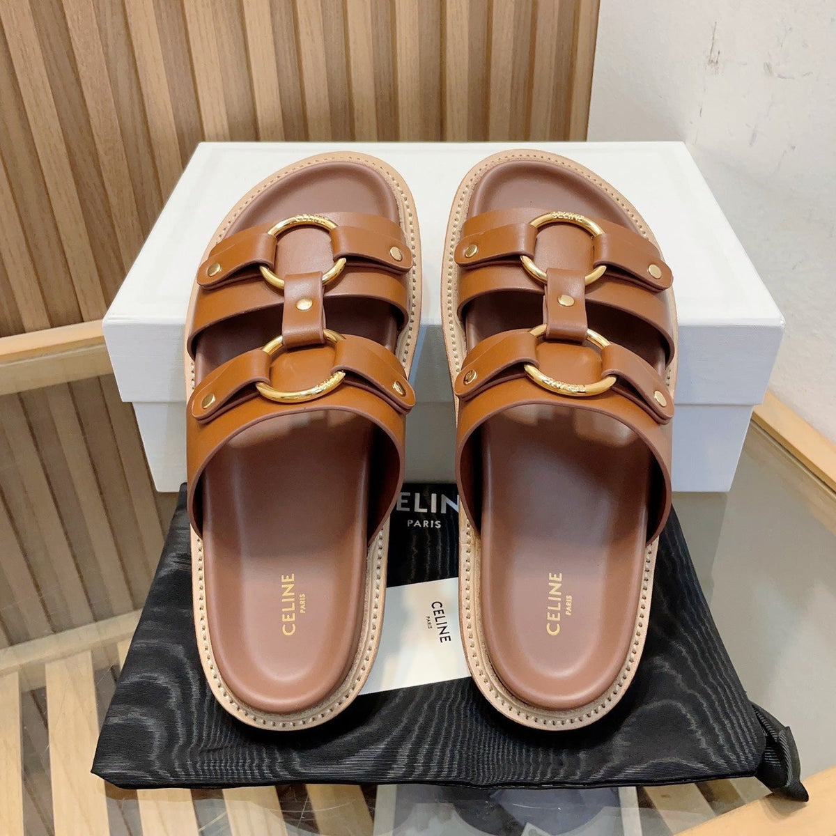DAD SANDALS DARK BROWN CALFSKIN