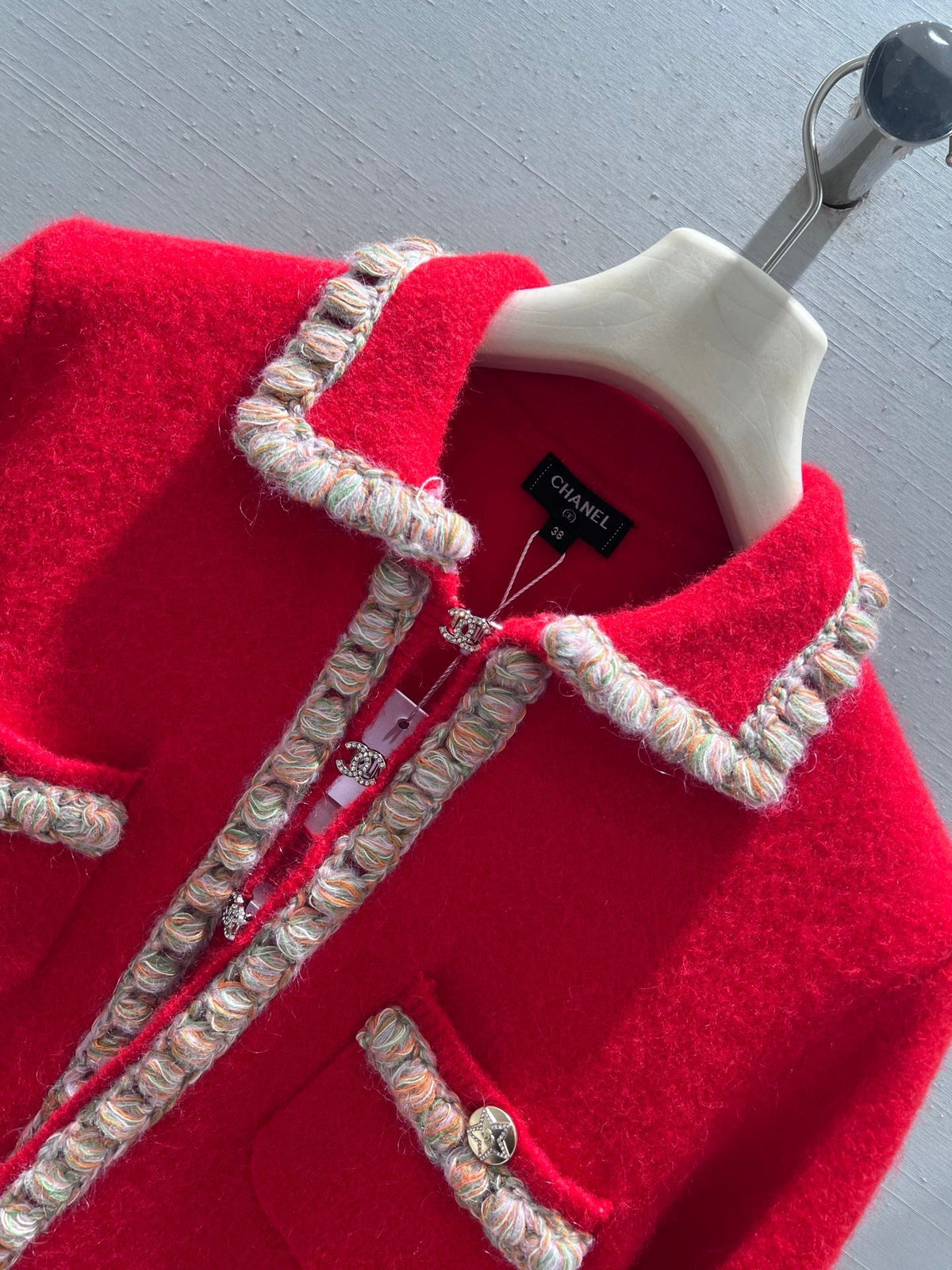 CC 26 Short Jacket Red White Wool 340296