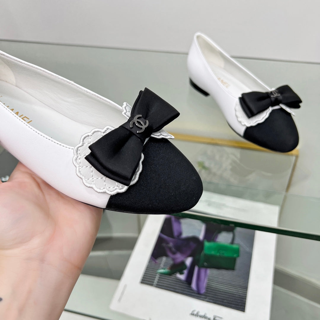 CC Ballet Flats White Lambskin