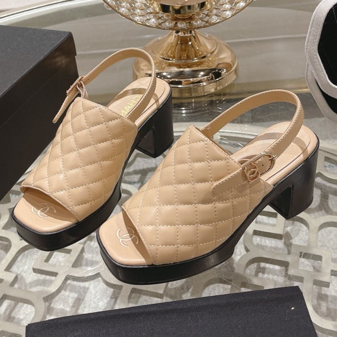 platform sandal 85 beige quilted calfskin
