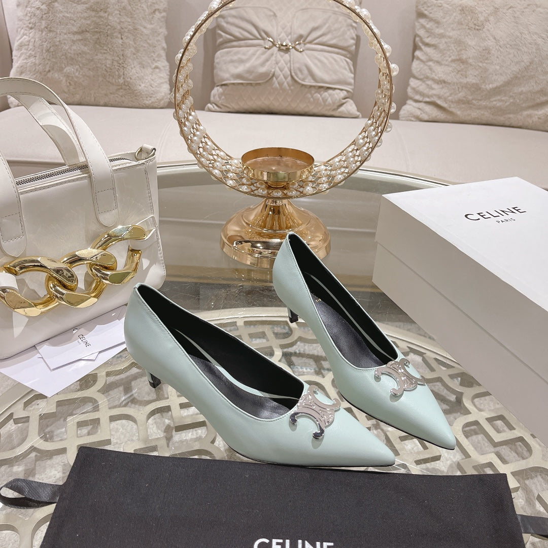 HIGH-HEELS 5 CM IN POWDER BLUE CALFSKIN