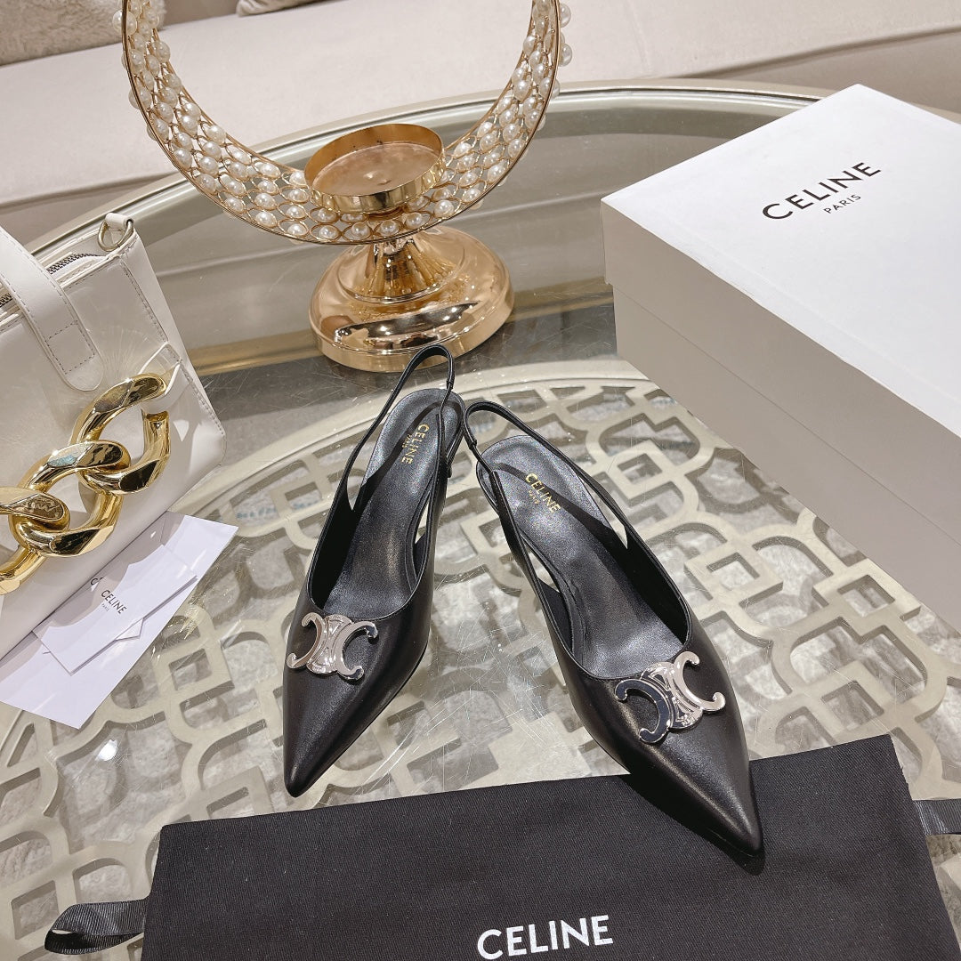 HIGH SLINGBACK 5 CM IN BLACK CALFSKIN