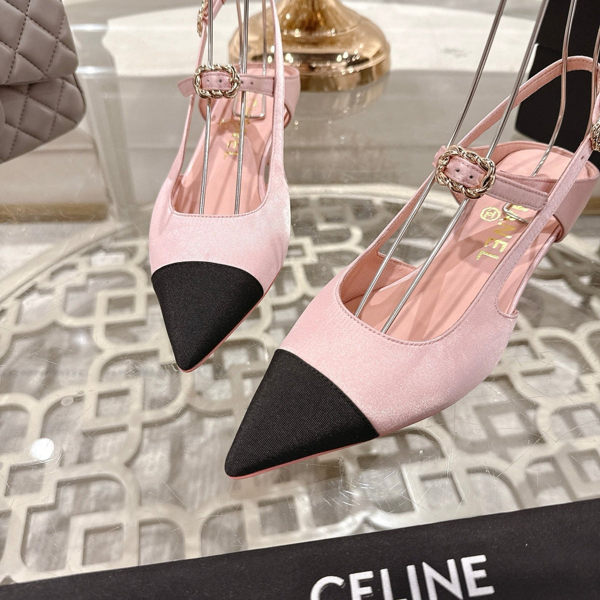 CC 25 Slingback Heel Pink Pastel Silk and Sheepskin 268922