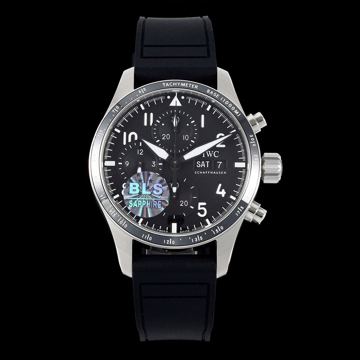 IWC Pilot 41mm Black Dial Steel Case Rubber Strap