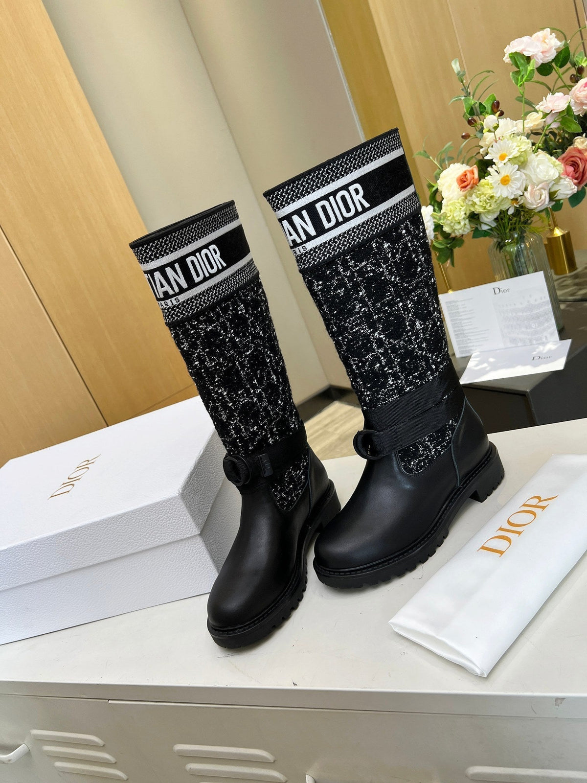 D-Major Boot In Black Denim Fabric And Lambskin 107716