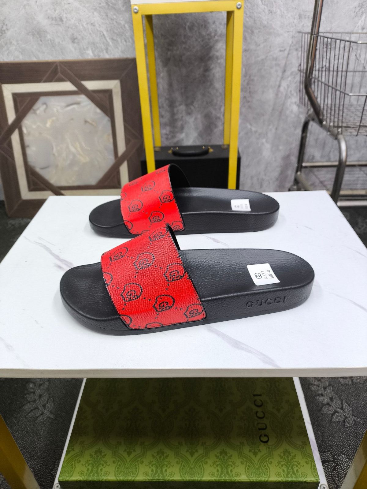 GG Men's Slide Red Sheepskin 535408