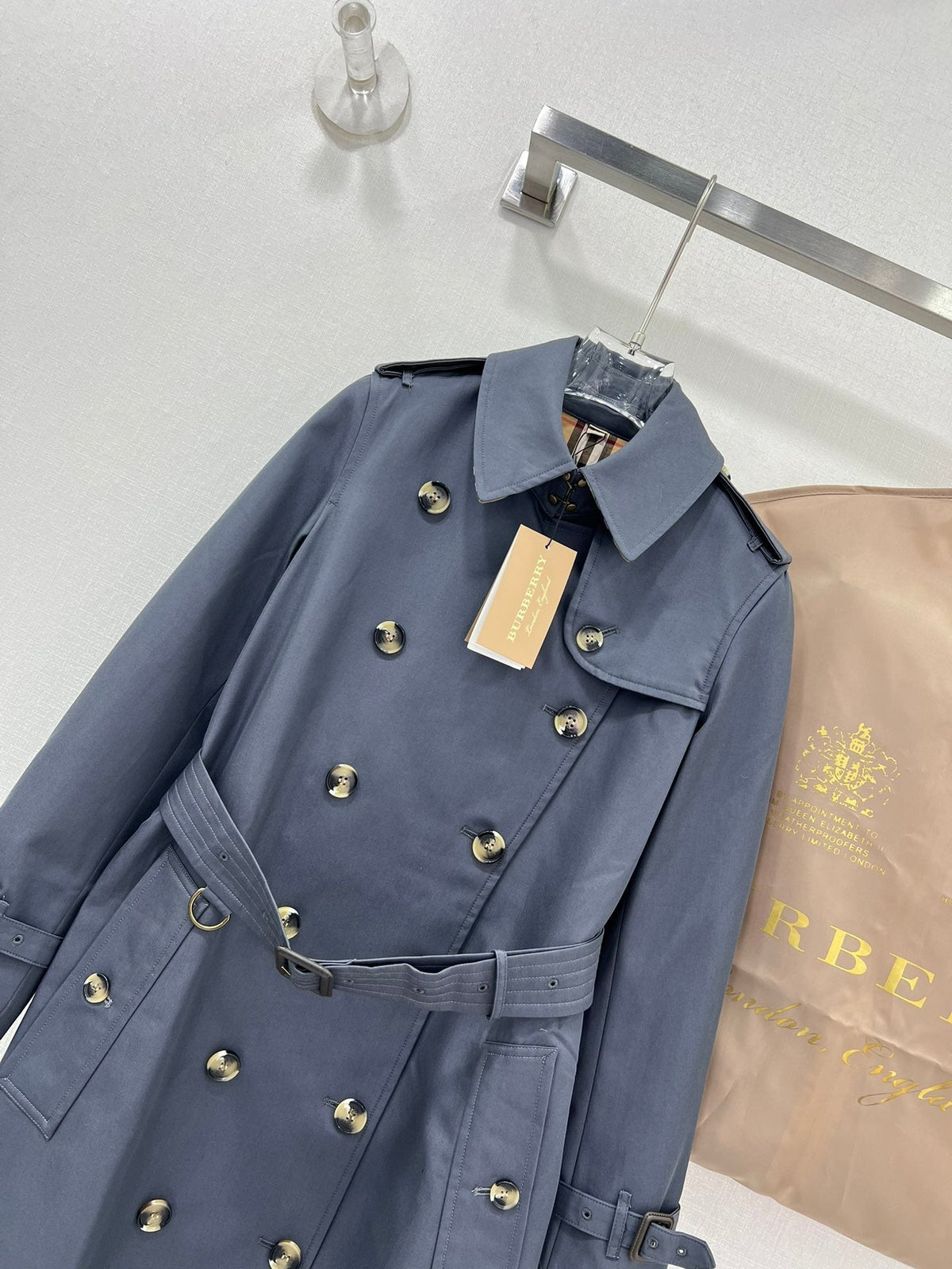 Bur 25 Long Coat Grey Blue Cotton 299471