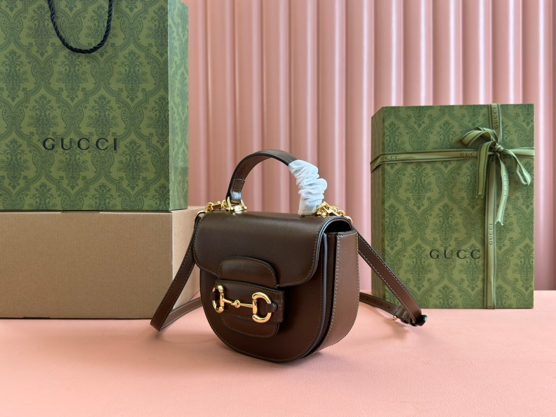 Gucci Horsebit Bag Brown Leather 239817