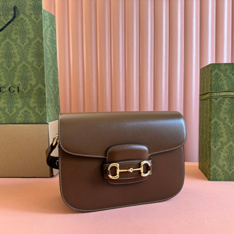 GG 1955 Horsebit Mini Bag 20cm Brown Calfskin Gold Hardware