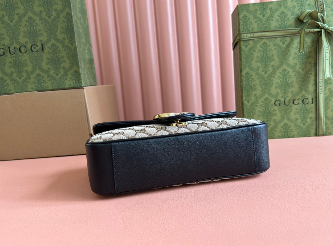 Gucci Marmont Bag 26 Beige mix Brown Canvas 240072