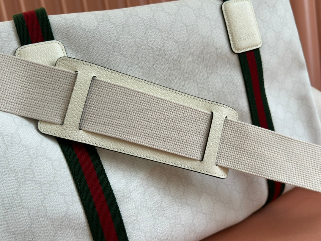Gucci Travel Bag White Red Canvas 239930