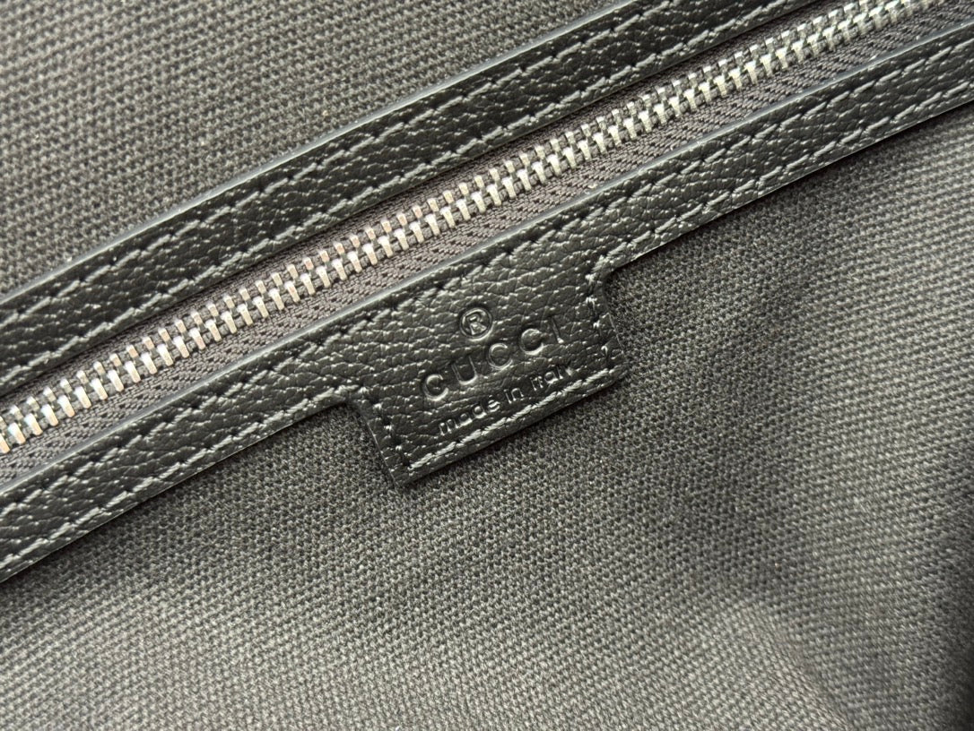 Gucci Briefcase 36.5cm Black Leather Canvas 239949