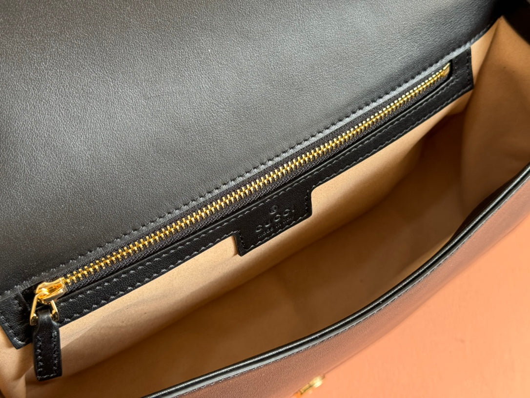 Gucci Blondie 32 Bag Black White Leather Canvas 239898