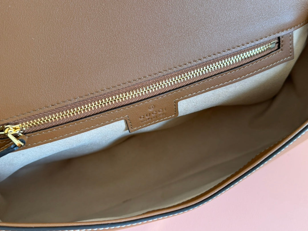 Gucci Blondie 32 Bag Brown White Leather Canvas 239897