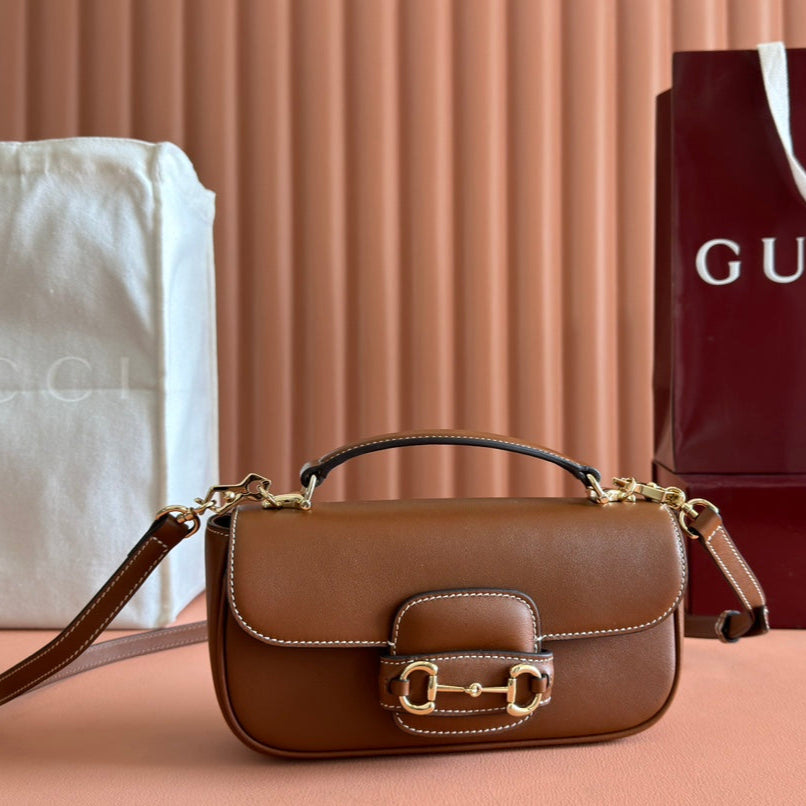 Gucci Horsebit 1995 Bag Brown Calfskin
