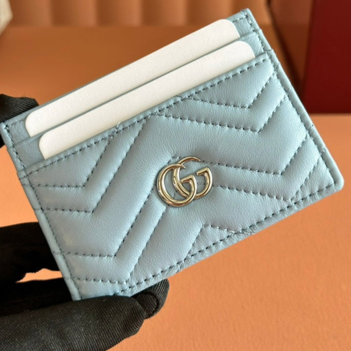 Gucci Marmont Card Wallet Blue Calfskin 254961