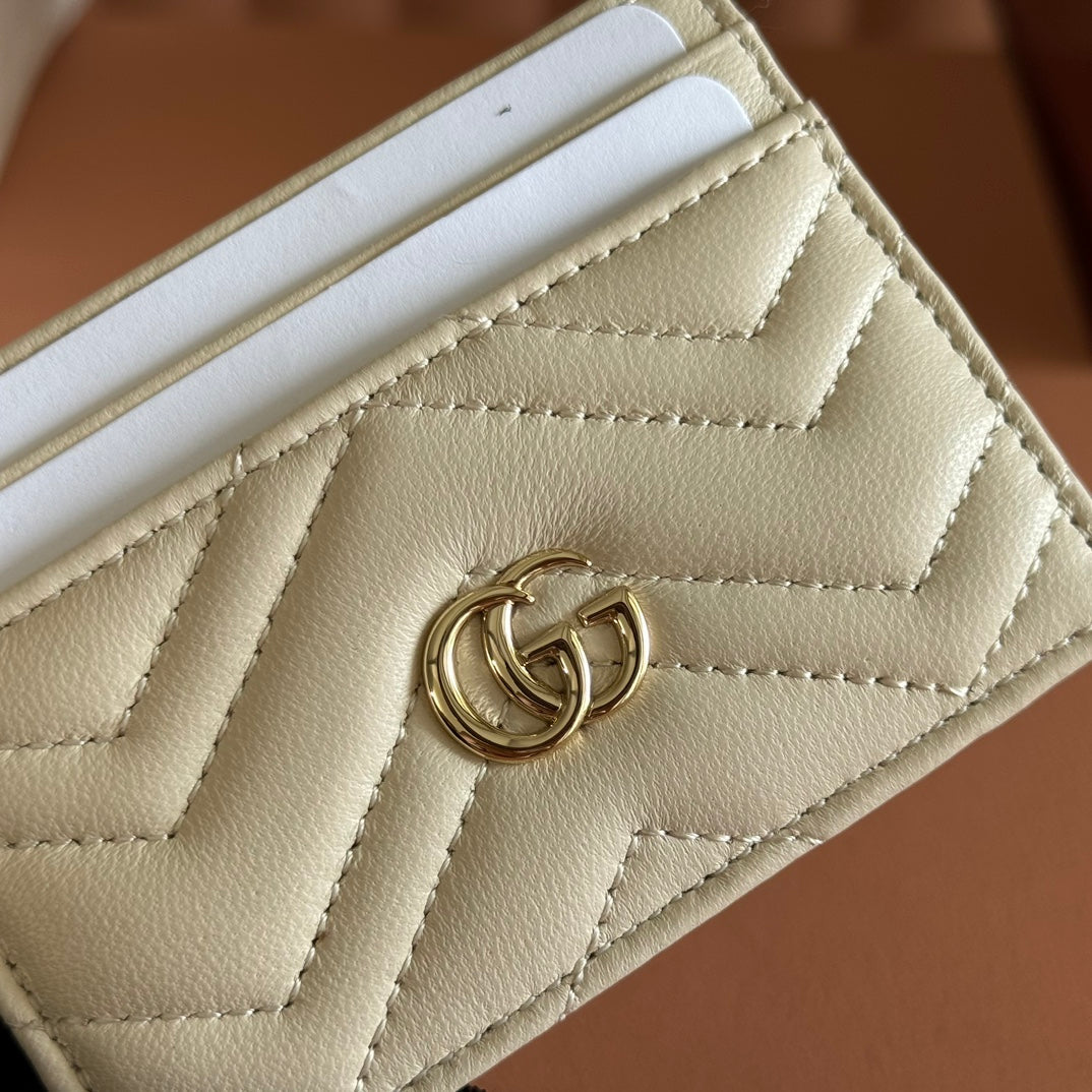Gucci Marmont Card Wallet Light Beige Calfskin 254963