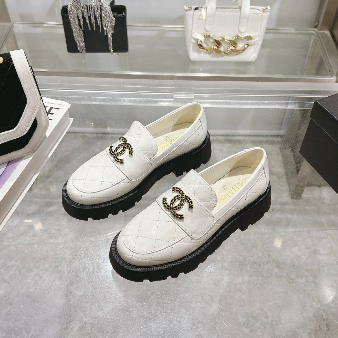 CC Moccasins White Cowhide