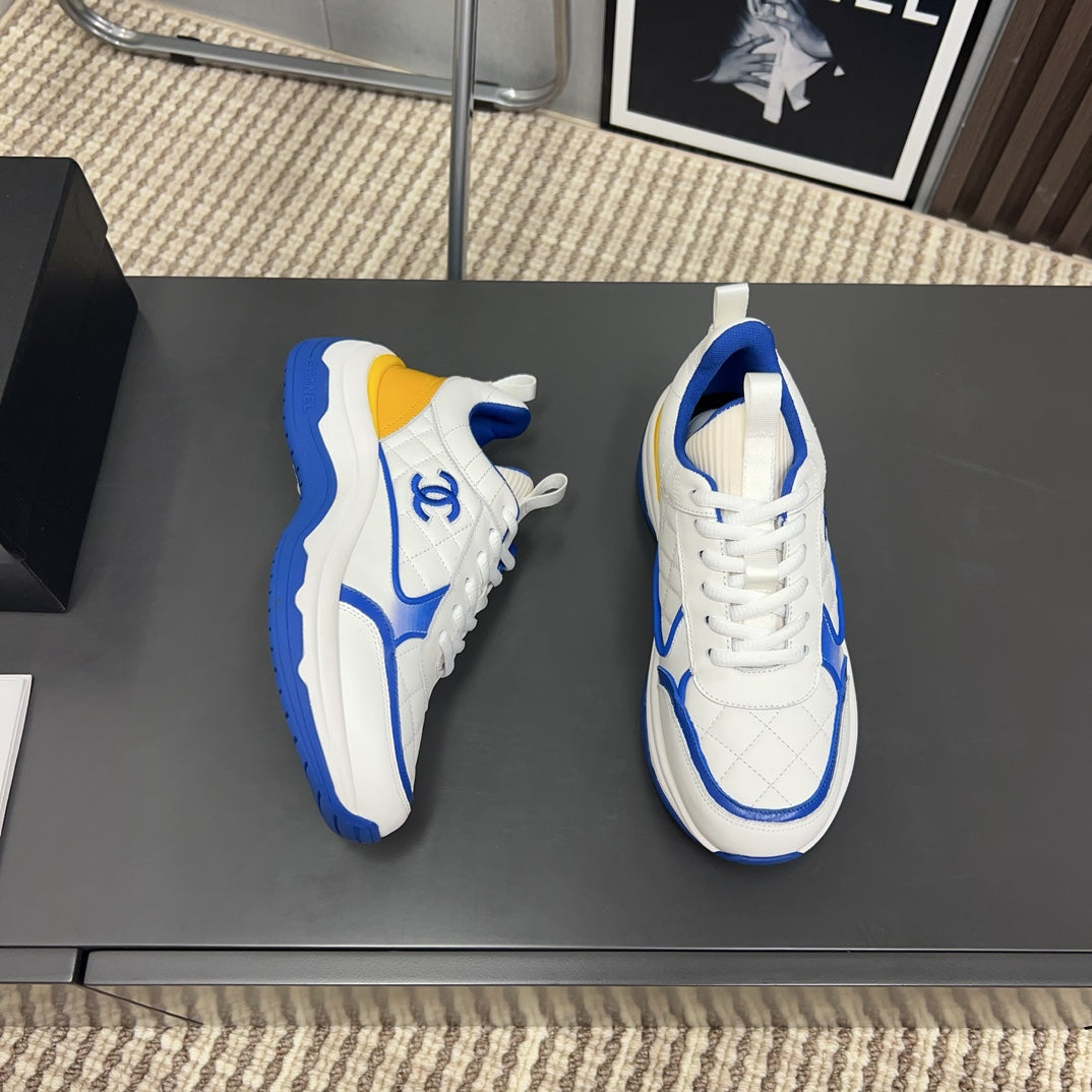 CC Sneaker Blue Yellow Quilted Cowhide