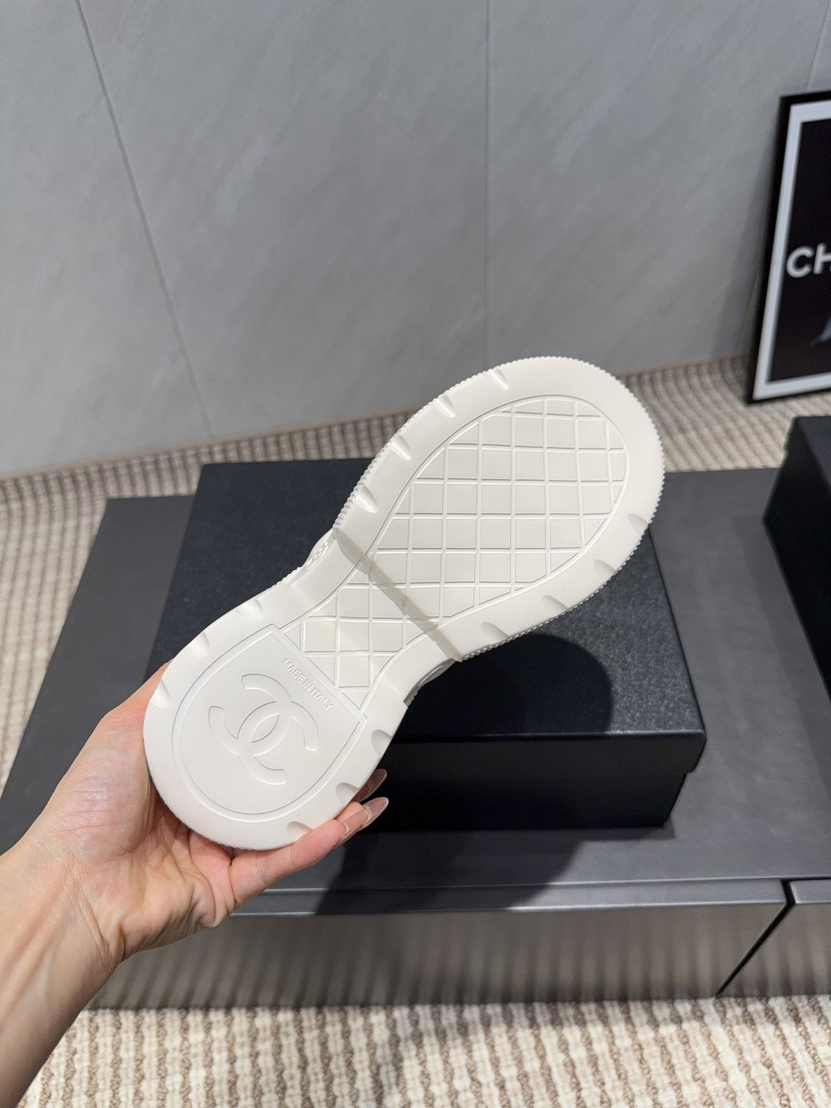 Chanel 25 Sneaker White Gold Mesh Leather 540309