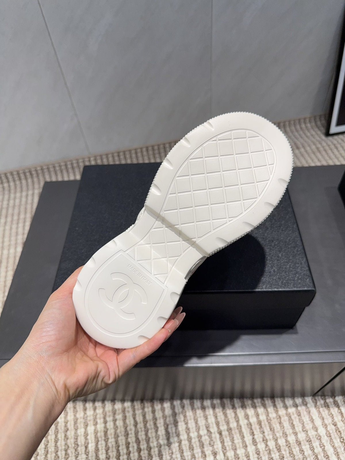 Chanel 25 Sneaker White Pink Silver Mesh Leather 540311