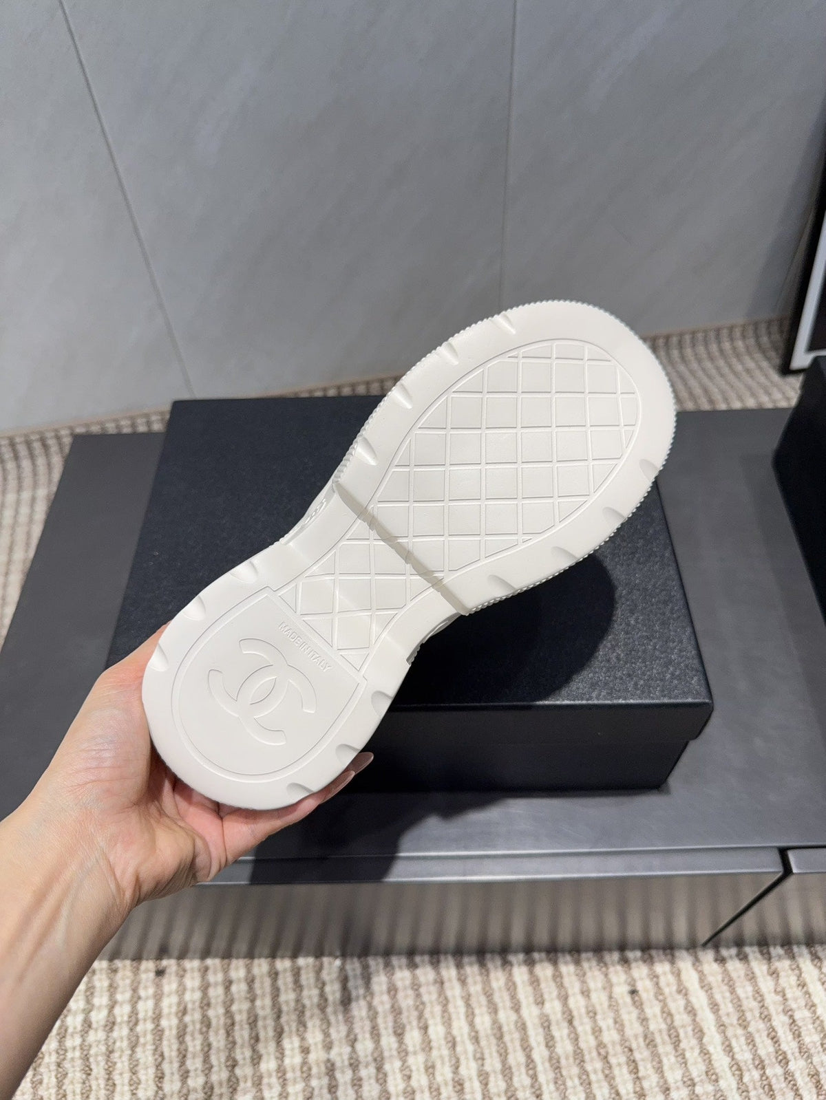 Chanel 25 Sneaker Black White Suede Fabric 540330
