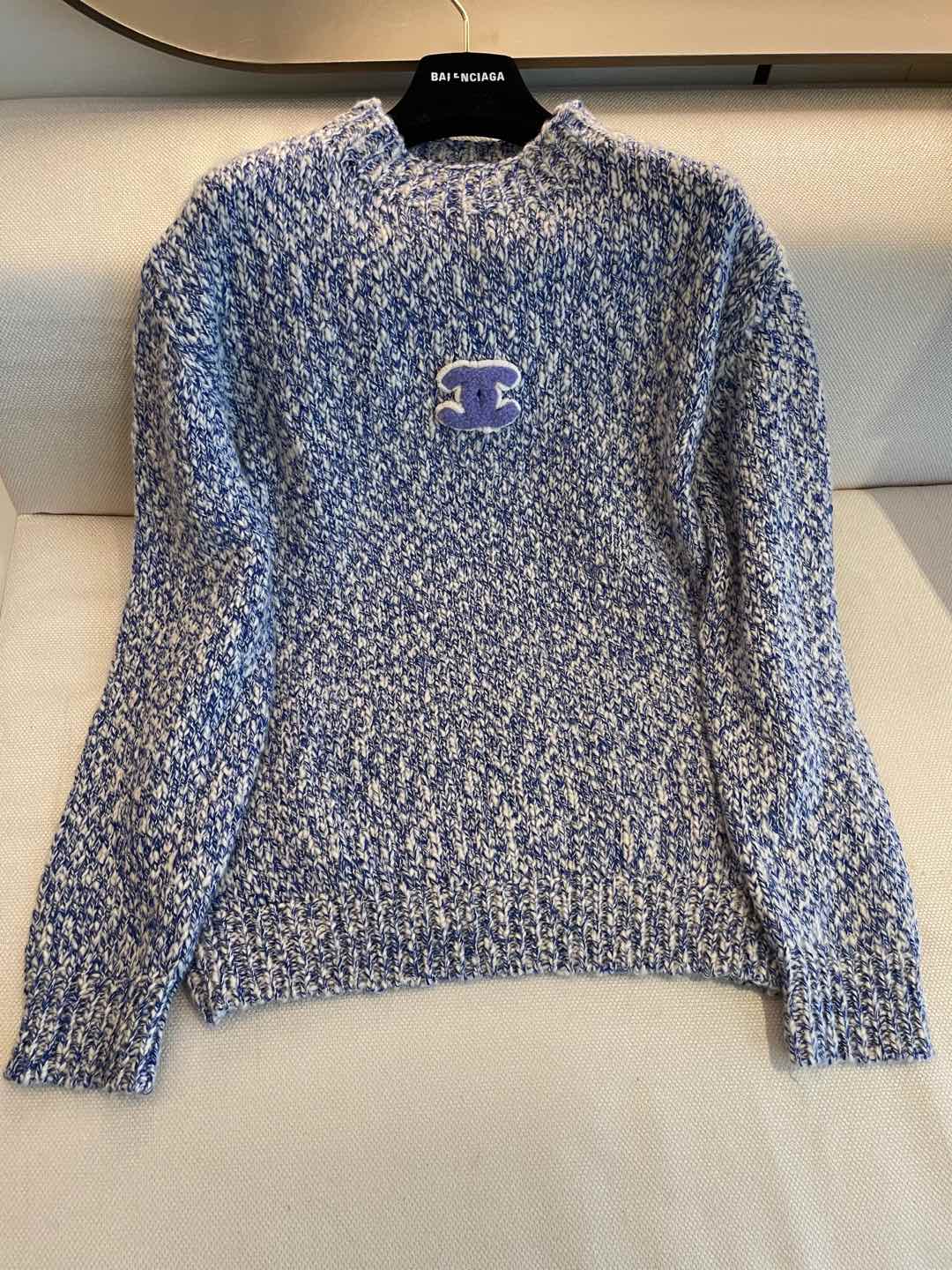 CC Sweater In Blue Mix White Wool