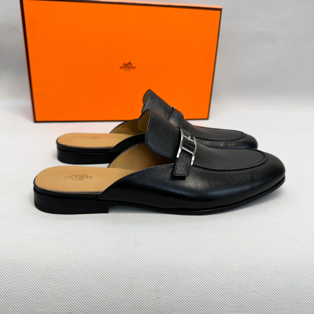 HM Men's Colette Mule Black Calfskin 640283