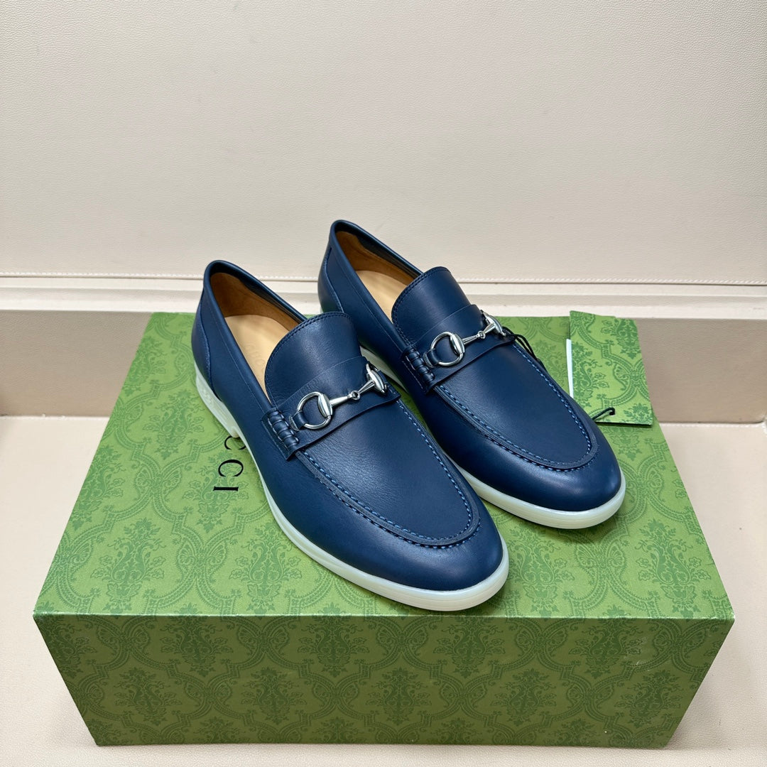 GG Men's Horsebit Loafer Blue Cowhide 603567