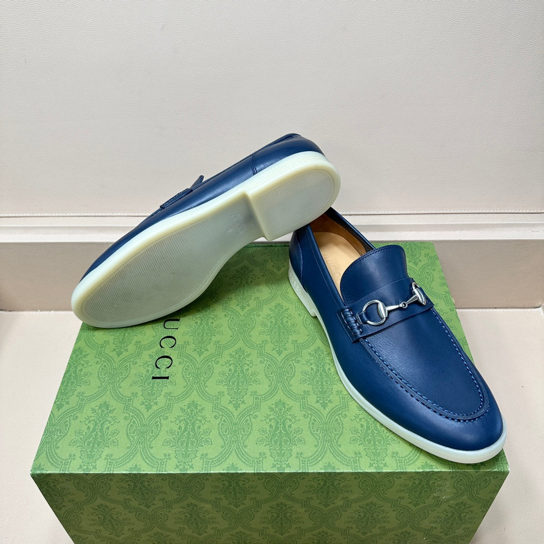 GG Men's Horsebit Loafer Blue Cowhide 603567