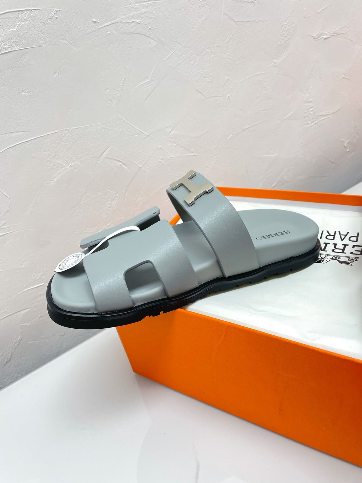 CHYPRE SANDAL PASTEL BLUE LAMBSKIN WITH H BUCKLE
