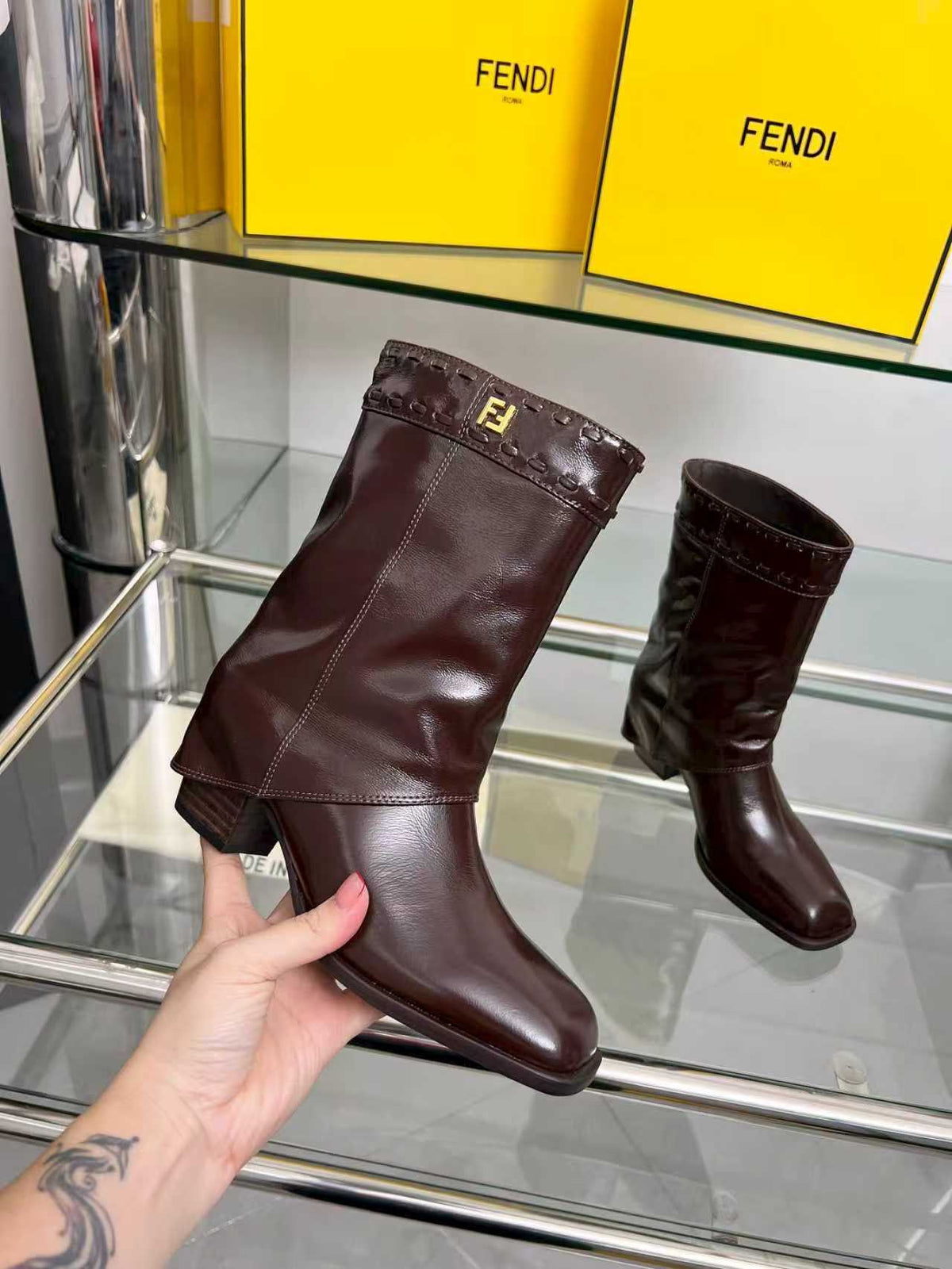 FENDI low boots  burgundy calfskin 521235