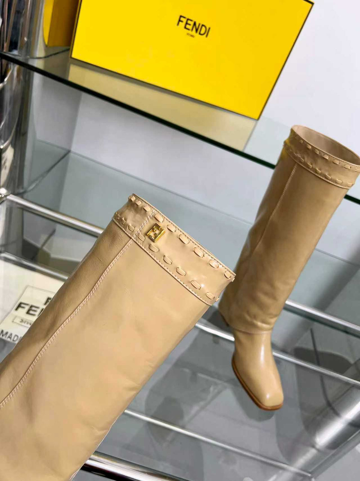 FENDI High boots  beige calfskin 521232