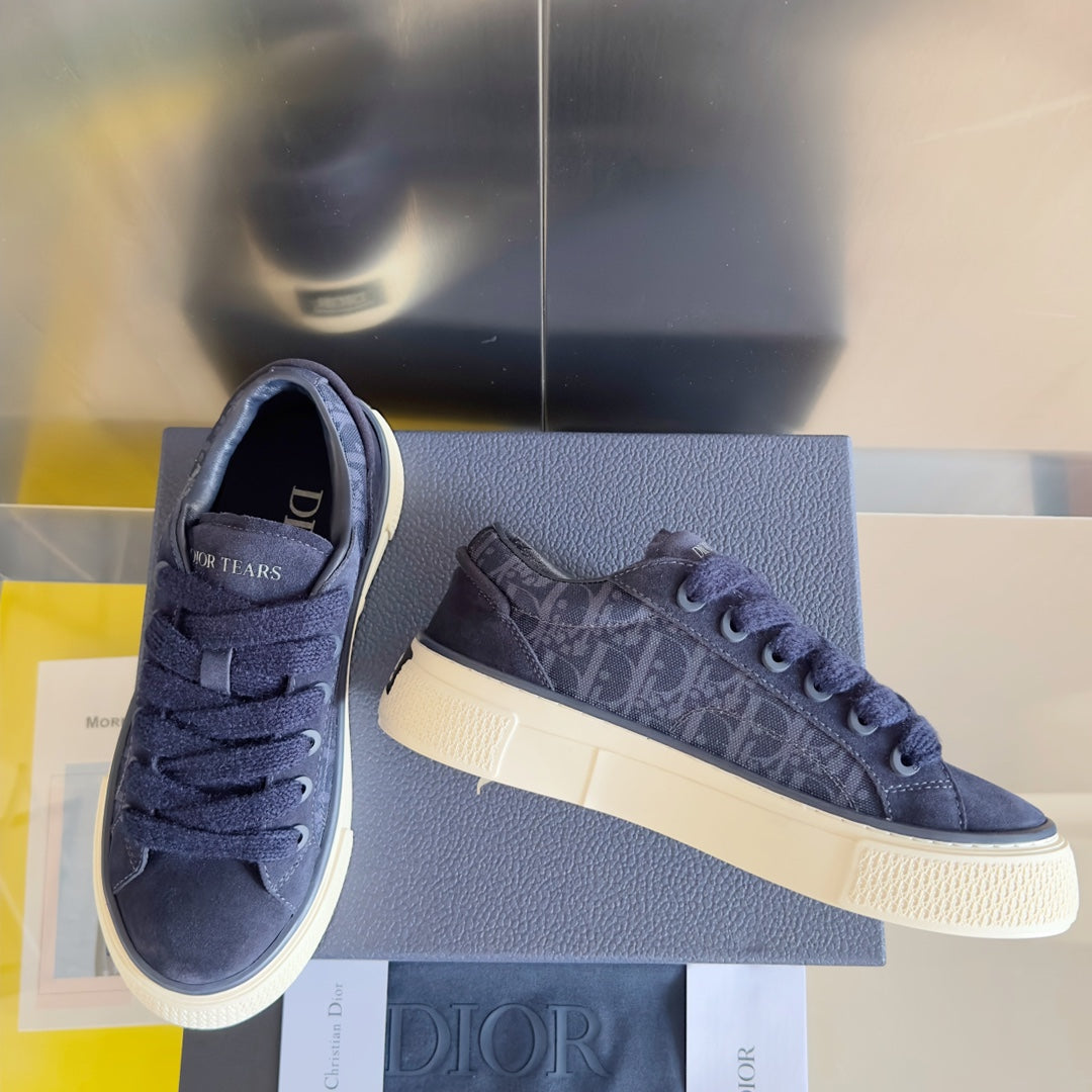 CD B33 Sneaker 40mm Charcoal Blue Monogram Suede