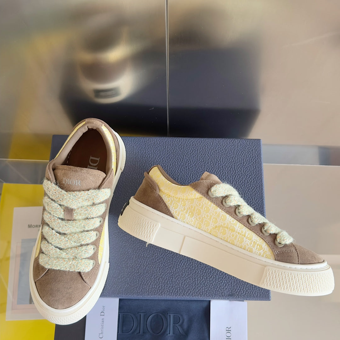 CD B33 Sneaker 40mm Brown Yellow Monogram Suede