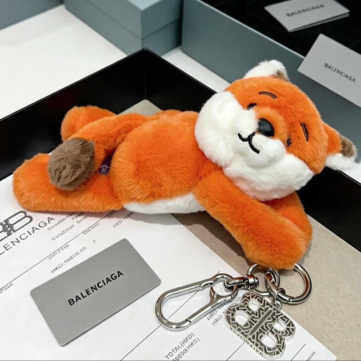 Balenciaga Orange Stuffed Fox Charm