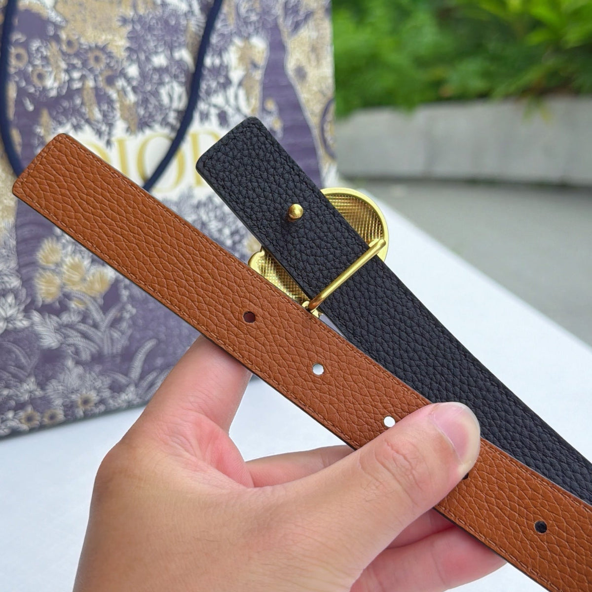 Dior Médaillon 4.5cm Belt Buckle 2.5cm Two-tone Calfskin 210914