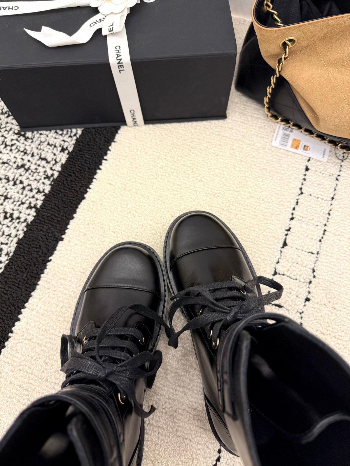 CC 2025 Lace-up Combat Boot Black Leather 548115