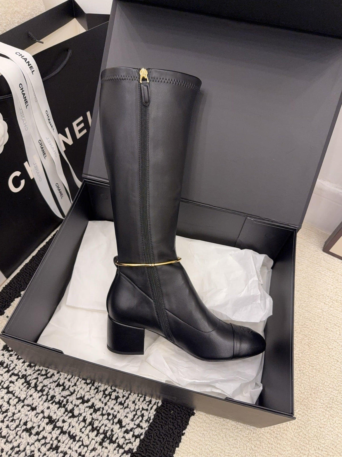 CC 26 Boot With Gold-tone Ankle Chain Black Lambskin 588822