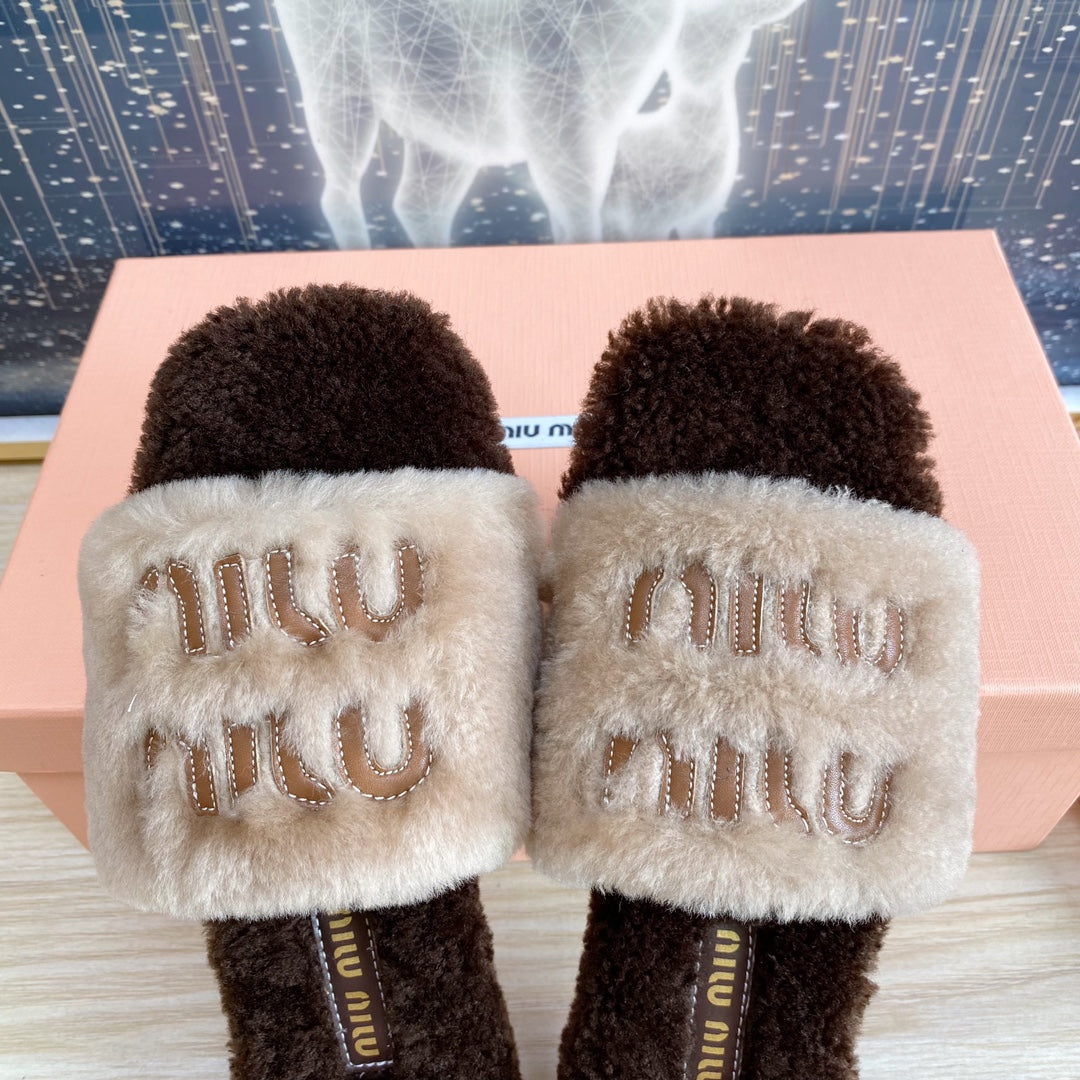 Miu Slipper Light Brown Wool