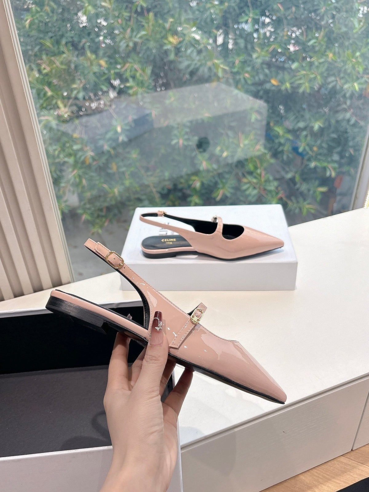 CELINE  Slingback Pink Patent Leather 285951