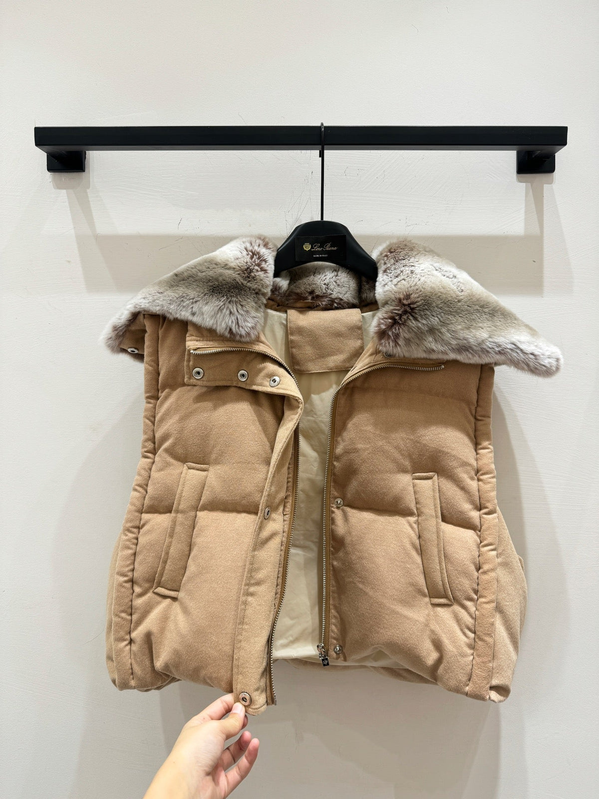 LP 25 Vest Light Brown Gray Fur Cashmere Wool 310255